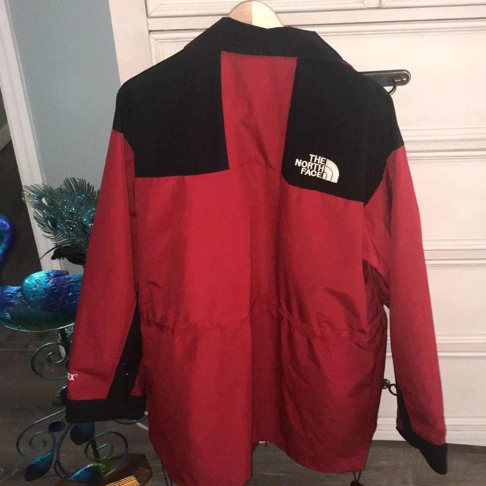 The North Face vintage red gore red waterproof double zip raincoat